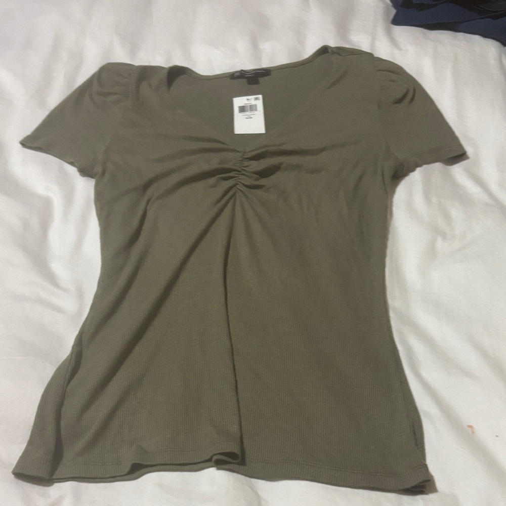 INC International Concepts Olive Short Sleeve Top